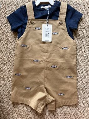 Adventurewear 360 Baby Boys Twill Embroidered Trout Jon Jon Shortall size 12M